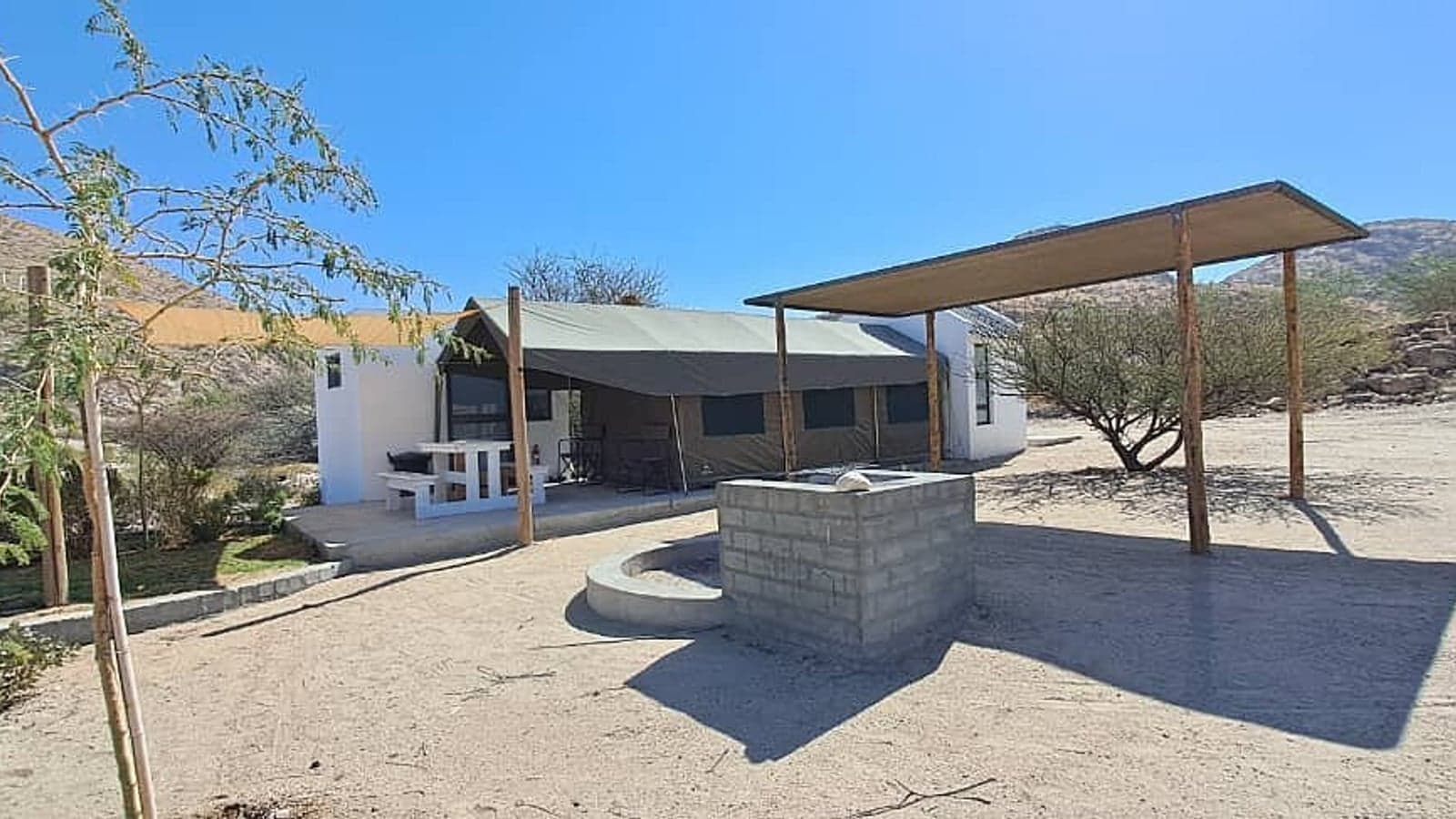 A self-catering eco-cabin on the wildlife farm at Achab Chalets, near Spitzkoppe