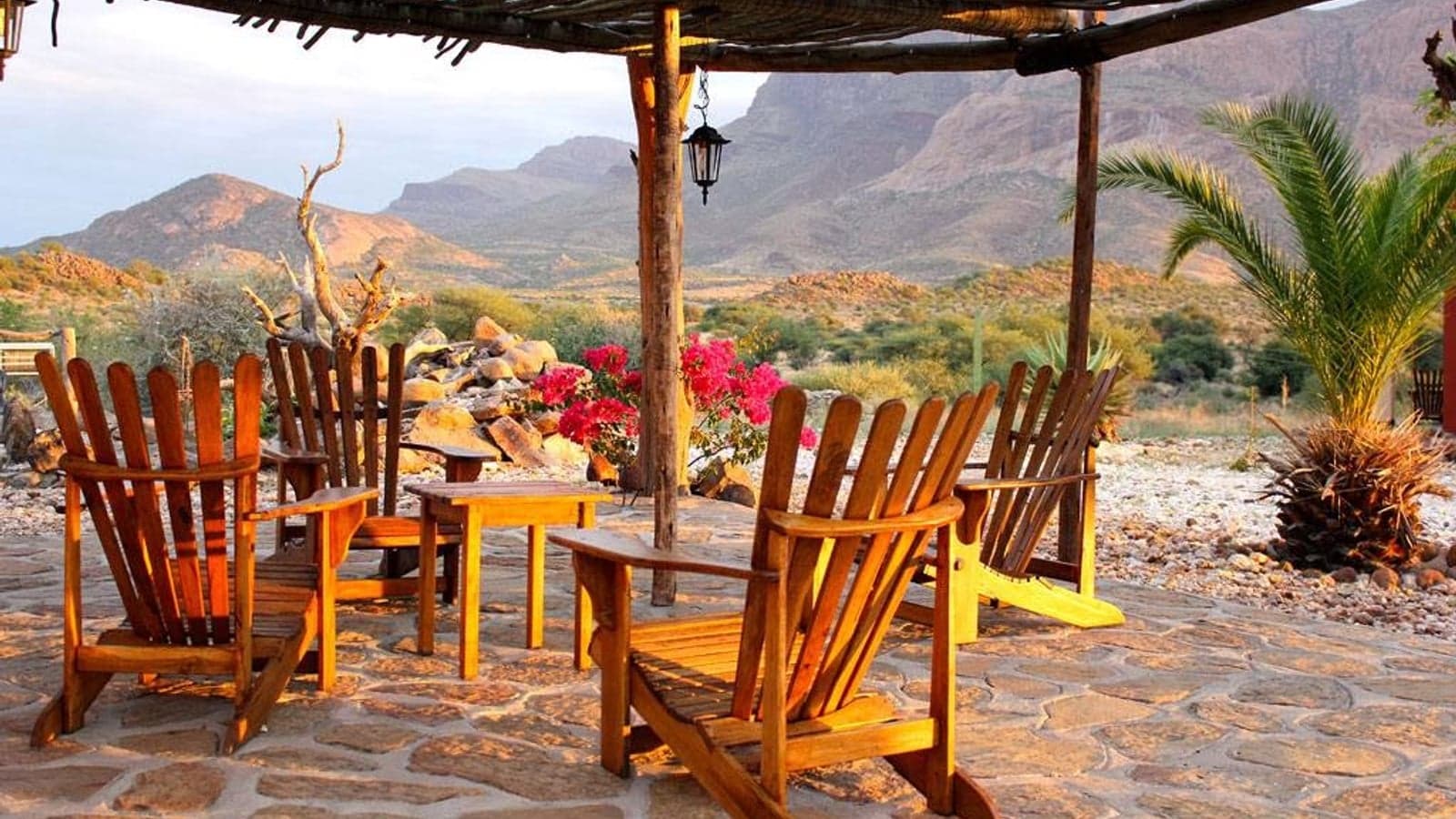 Stone bungalows built into granite boulders at Hohenstein Lodge, Erongo Mountains