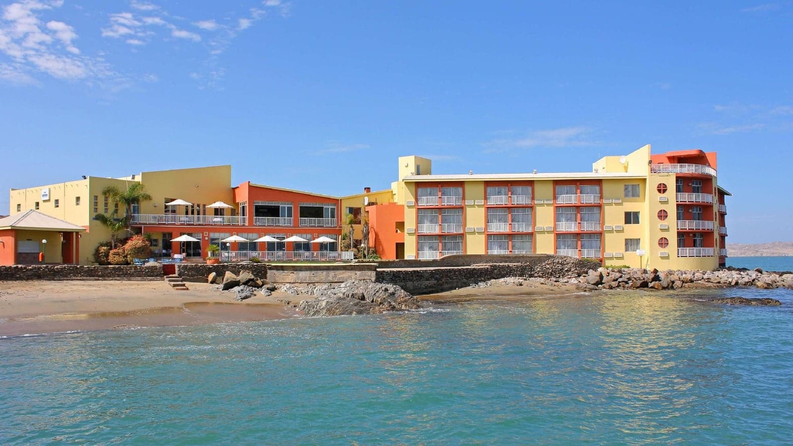 The oceanfront terrace of Lüderitz Nest Hotel overlooking the Atlantic
